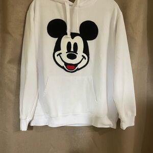 Disney White Mickey Mouse white hooded sweatshirt. Size XL